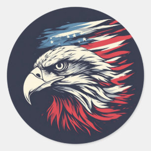 Tinte Adler & Amerikanische Flagge Kunst Freiheit  Runder Aufkleber