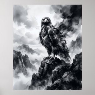 Tinte Adler Sturm Klippen Poster