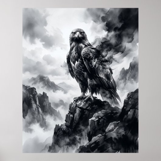 Tinte Adler Sturm Klippen Poster (Vorne)