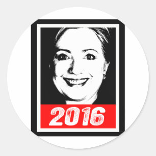 TINTE ART.png HILLARY CLINTONS 2016 Runder Aufkleber