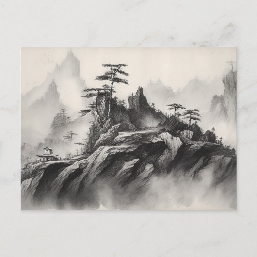 Tinte auf Papier Landschaft Postkarte (Vorderseite)