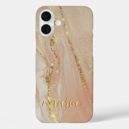 Tinte aus Alkohol Glitter-Monogramm-Etasche - Mate iPhone 16 Plus Hülle