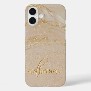Tinte aus Alkohol Glitter-Monogramm-Etui - Mate iP iPhone 16 Plus Hülle