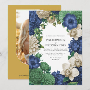 Tinte Blau, Schiefergrün und Winter Sand Hochzeit Einladung