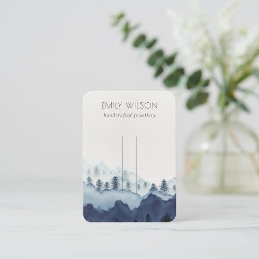 Tinte Blue Navy Pine Woods Mountain Hairpin Displa Visitenkarte (Stehend Vorderseite)