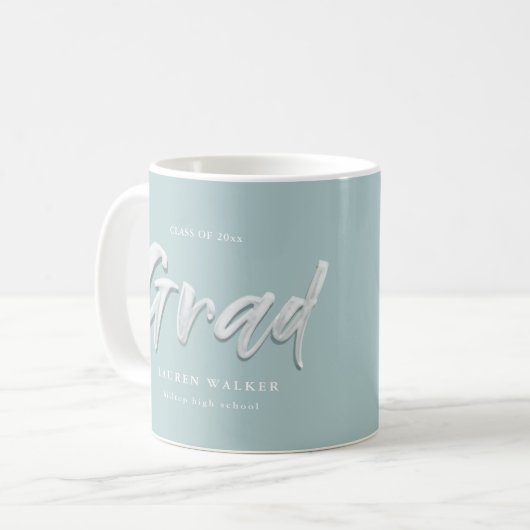 Tinte Bold Script Graduate Light Blue Coffee Tasse (Vorderseite Links)