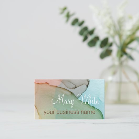 Tinte Cloud Swirl Trendy Modern Caramel Green Blue Visitenkarte (Stehend Vorderseite)