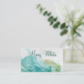 Tinte Cloud Swirt Trendy Modernes Aquamarines Oliv Visitenkarte (Stehend Vorderseite)