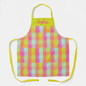 Tinte Dot überprüft Design in rosa Korallengelb Schürze (Vorderseite)