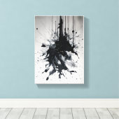 Tinte Eruption Dramatischer Schwarzer Spritzer Leinwanddruck (Insitu (Holzboden))