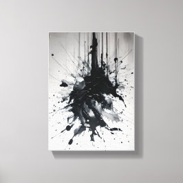 Tinte Eruption Dramatischer Schwarzer Spritzer Leinwanddruck