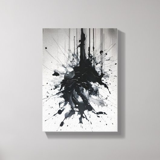 Tinte Eruption Dramatischer Schwarzer Spritzer Leinwanddruck (Vorderseite)