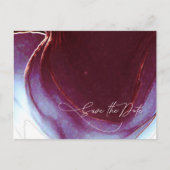 Tinte Flow Wedding Save the Date Burgundy ID762 Ankündigungspostkarte (Vorderseite)