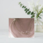 Tinte Flow Wedding Save the Date Taupe ID762 Ankündigungspostkarte (Stehend Vorderseite)