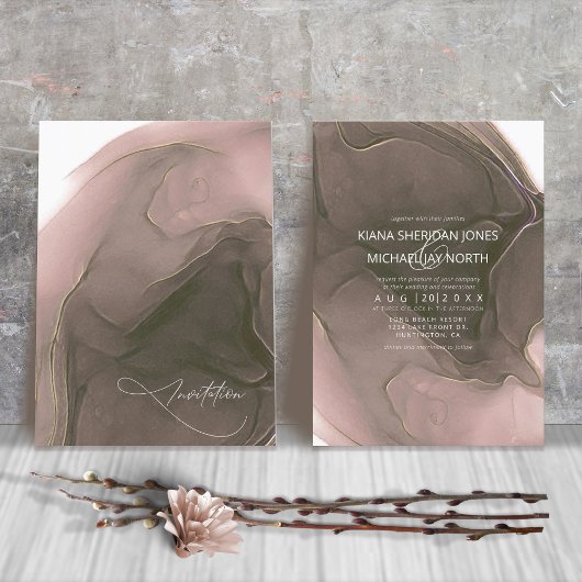 Tinte Flow Wedding Taupe ID762 Einladung