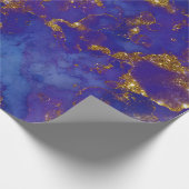 Tinte Flüssig Paint Blue Aqua Navy Lila Gold Geschenkpapier (Ecke)