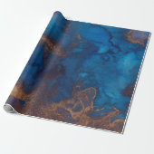 Tinte Flüssig Paint Blue Bronze Kupfer Lila Gold Geschenkpapier (Ungerollt)