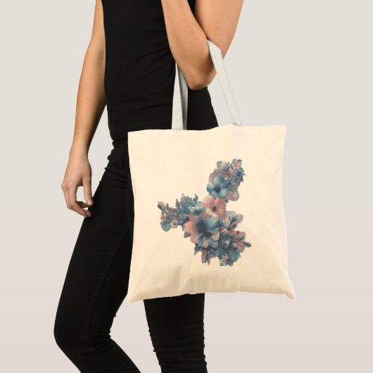 Tinte Futurismus Blumendesign Tote Bag Tragetasche (Vorderseite (Produkt))