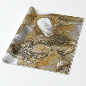 Tinte Gold Liquid Paint Gray Schwarz-weiß Abstrakt Geschenkpapier (Ungerollt)