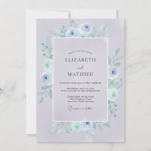 Tinte Immergrün-Mint-Kranz-Hochzeit Einladung