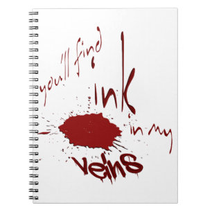 Tinte in meinem Venen-Notebook Notizblock