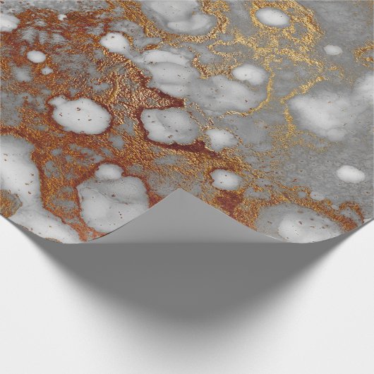 Tinte Kupfer Gold Liquid Paint Gray Burgundy White Geschenkpapier (Ecke)