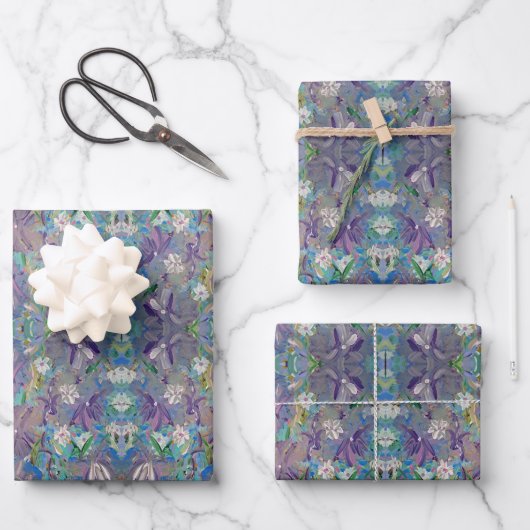 Tinte Lila Haze Floral Wrapping Paper Geschenkpapier Set (Vorderseite)