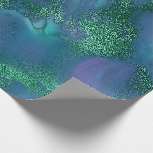 Tinte Liquid Paint Blue Emerald Sapphire Green Geschenkpapier (Ecke)