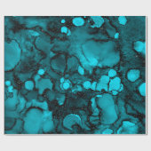 Tinte Liquid Paint Blue Sapphire Black Glam Geschenkpapier (Flach)