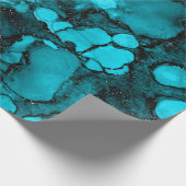 Tinte Liquid Paint Blue Sapphire Black Glam Geschenkpapier (Ecke)