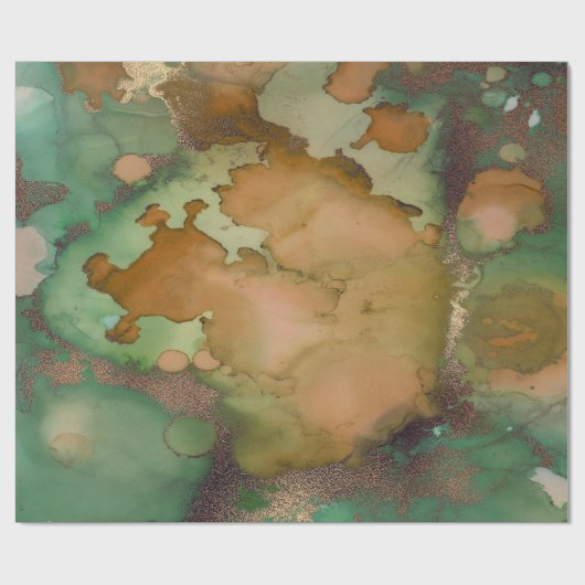 Tinte Liquid Paint Emerald Green Bronze Gold Geschenkpapier (Flach)