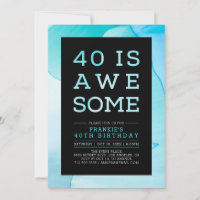 Tinte Marble Moderne Typografie 40. Geburtstags-Pa