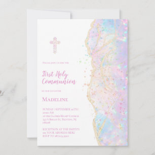 Tinte Marmor Design Erste heilige Kommunion Einladung