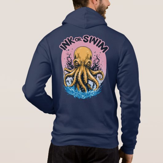 Tinte oder Swimming | Octopus Tattoo-Zitat Hoodie (Rückseite)