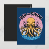 Tinte oder Swimming | Octopus Tattoo-Zitat Postkarte (Vorne/Hinten)