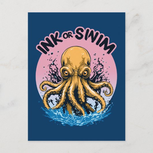 Tinte oder Swimming | Octopus Tattoo-Zitat Postkarte (Vorderseite)
