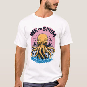 Tinte oder Swimming Octopus Tattoo-Zitat T-Shirt