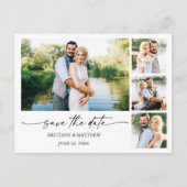 Tinte Pen Script 4 Foto Modernes Save the Date Postkarte (Vorderseite)