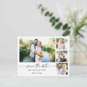 Tinte Pen Script 4 Foto Modernes Save the Date Postkarte (Stehend Vorderseite)