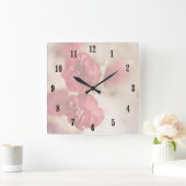 Tinte rosa Blume Wall Clock Quadratische Wanduhr (Zuhause)