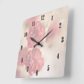 Tinte rosa Blume Wall Clock Quadratische Wanduhr (Winkel)
