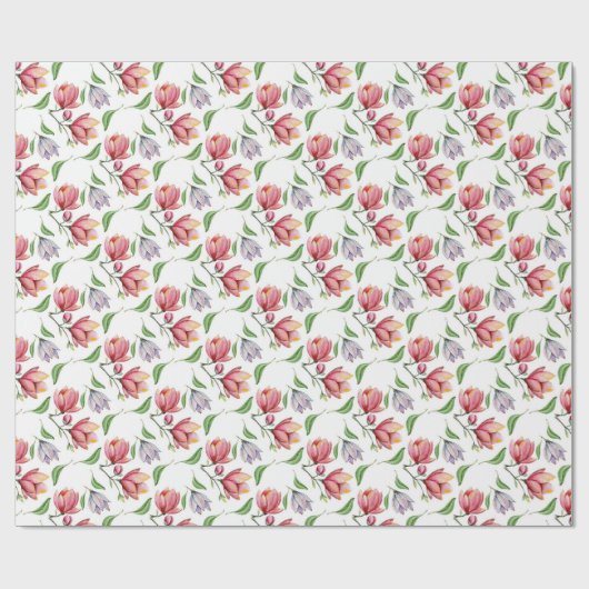 Tinte rosa Blume Wrapping Paper Geschenkpapier (Flach)