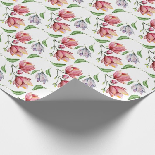 Tinte rosa Blume Wrapping Paper Geschenkpapier (Ecke)