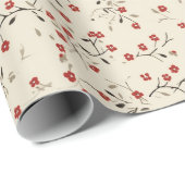 Tinte rote Blume Vintages Wrapping Paper Geschenkpapier (Rolleneckpunkt)