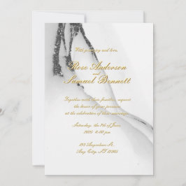 Tinte Schwarz Weiß Glitter Hochzeitseinladung Einladung