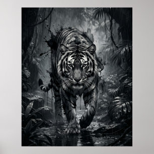 Tinte Tiger Dschungel Sturm Poster