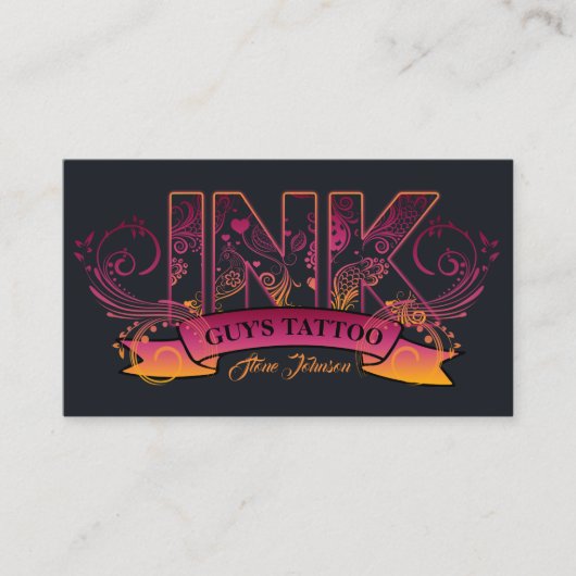 Tinte Typografie Tattoo Artist ID815 Visitenkarte (Vorderseite)