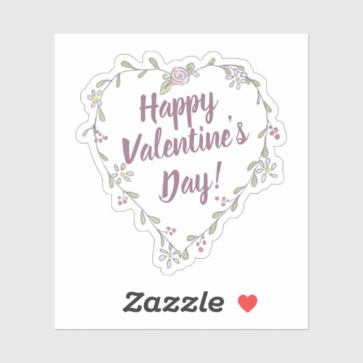 Tinte und Aquarell Flora Valentinerkranz Aufkleber (Blatt)