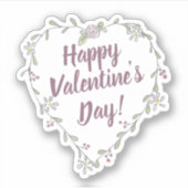 Tinte und Aquarell Flora Valentinerkranz Aufkleber (Vorderseite)