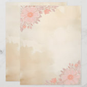 Tinte und Papierwaschpapier mit rosafarbenen, flor Briefbogen (Vorne/Hinten)
